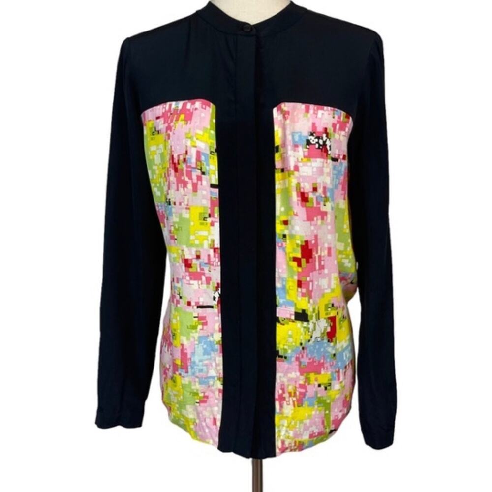 Tibi Geo Print Abstract Button Front Long Sleeve … - image 6